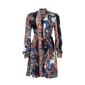 D3187 european and american women's clothing  new arrival: export-grade printed pleated fashion tie-up casual plus size african dress