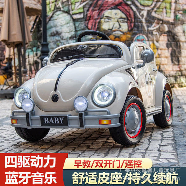 Beetle children's electric car retro children's four-wheel car boys and girls remote control toy car children's stroller