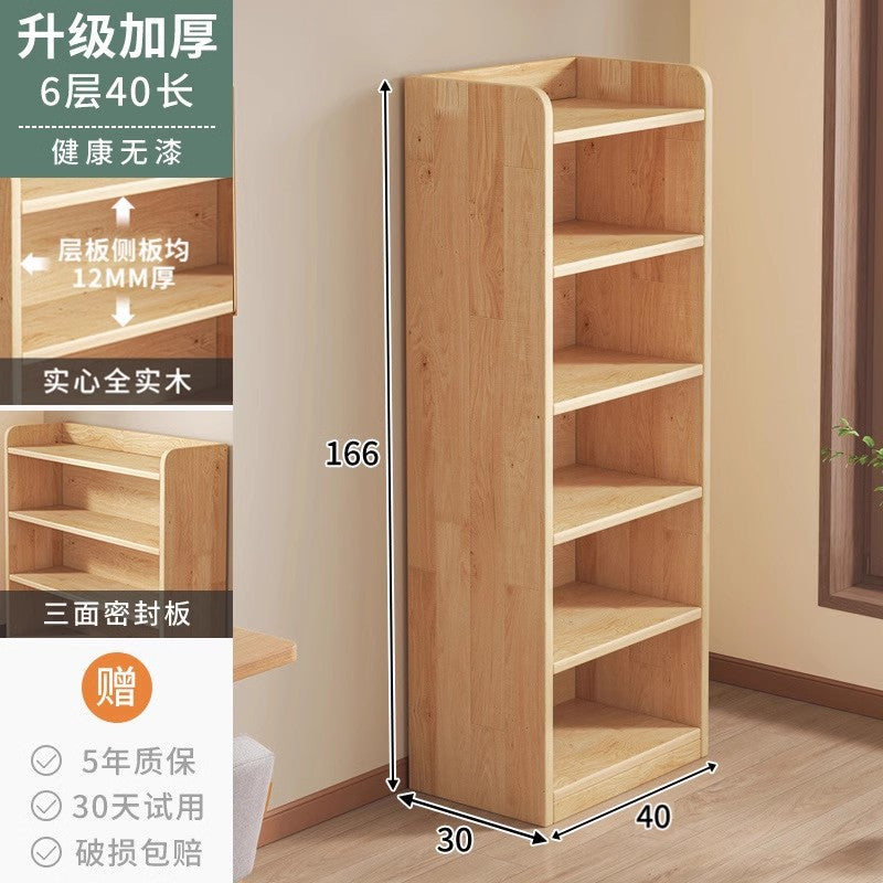 Pure solid wood bookshelf Floor-to-ceiling locker Children's pine storage cabinet Storage against the wall Student household bookcase with door