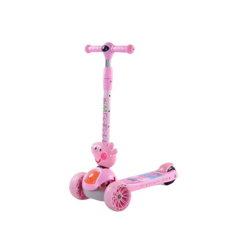 Folding Mi Gao children's scooter 2-8 years old three-wheeled flash scooter rocking car walker one-click folding Paige