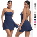 Fashion tape bottom sports fitness dress with chest pad breathable naked suspender beautiful back yoga one-piece tennis skirt