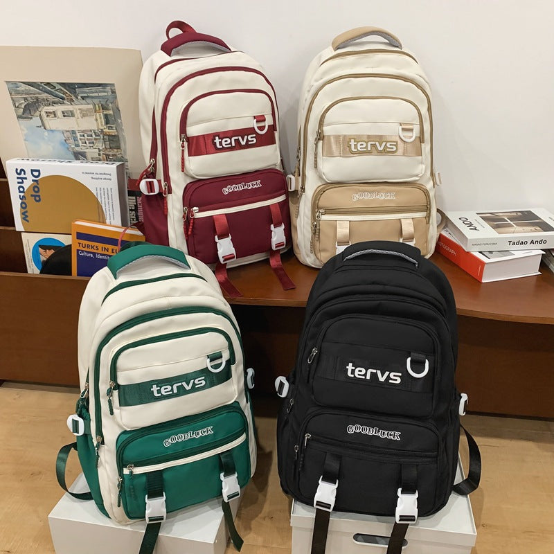 New junior high school schoolbag, college student college style casual simple backpack, fashion trend, middle school student backpack