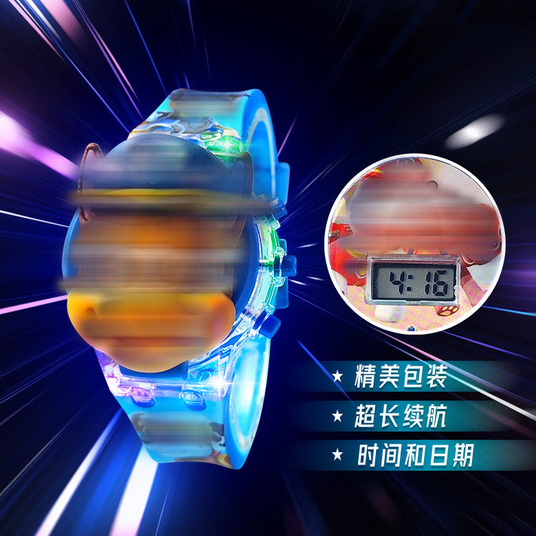 Cartoon electronic watch for girls, cute luminous cinnamoroll kids' toy gift, exquisite present with music and lights