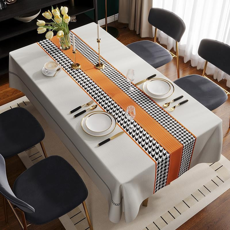 Waterproof and oil-proof pvc tablecloth, easy to clean, heat-resistant, soft glass dining table mat, light luxury high-end coffee table pad, tabletop cloth