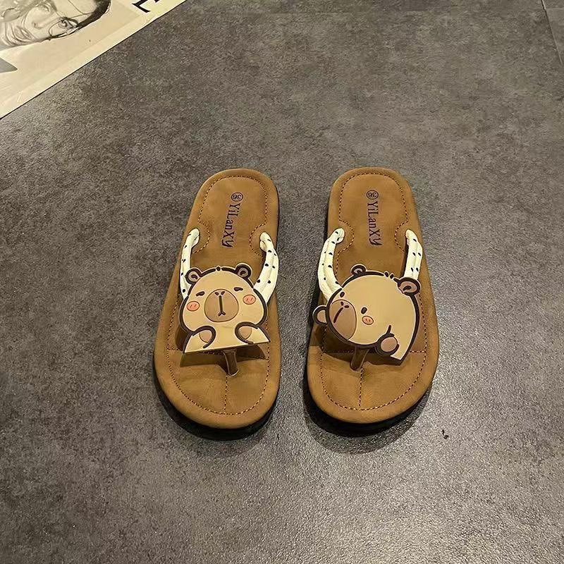 Cartoon cute outerwear flip flops women's summer internet celebrity ins best selling soft beach non-slip women's flip flops