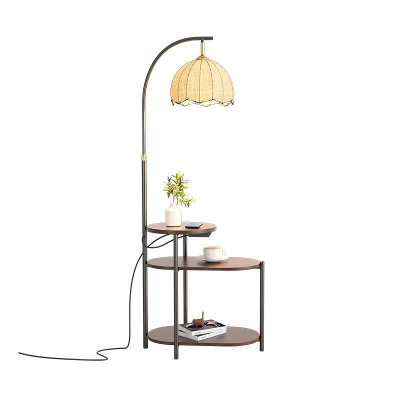 French retro living room floor lamp - high-end mid-century modern bedside table lamp with integrated storage and ambient lighting (sofa side table option)