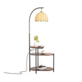 French retro living room floor lamp - high-end mid-century modern bedside table lamp with integrated storage and ambient lighting (sofa side table option)