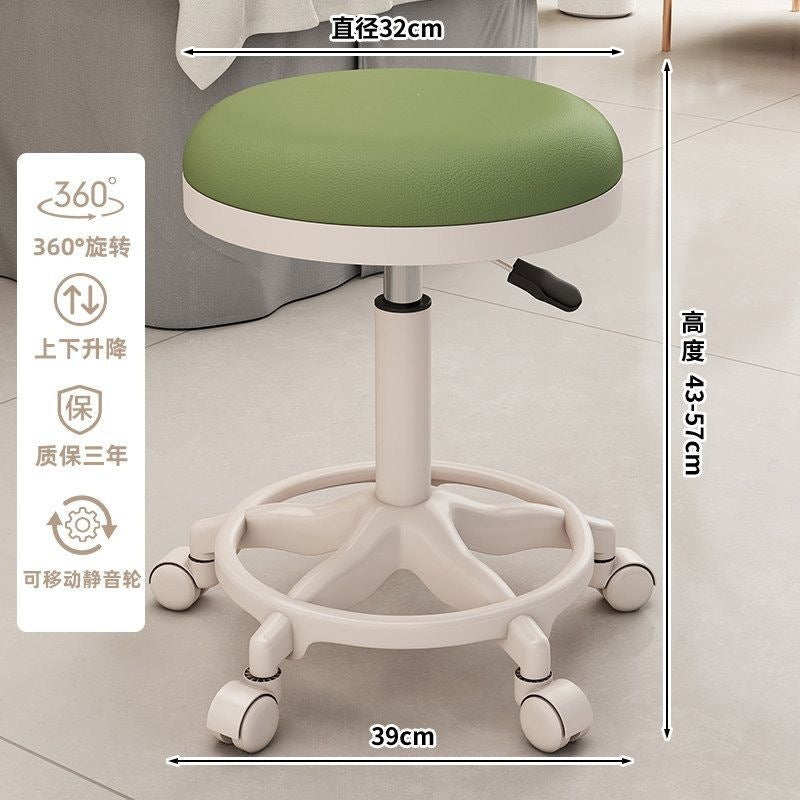 Beauty stool adjustable rotate pulley round stool backrest makeup chair dressing chair movable office chair hairdressing stool no