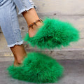 plus size indoor and outdoor fur slippers for women 2024 internet celebrity real fur toe cap for home office stuffed slippers for women