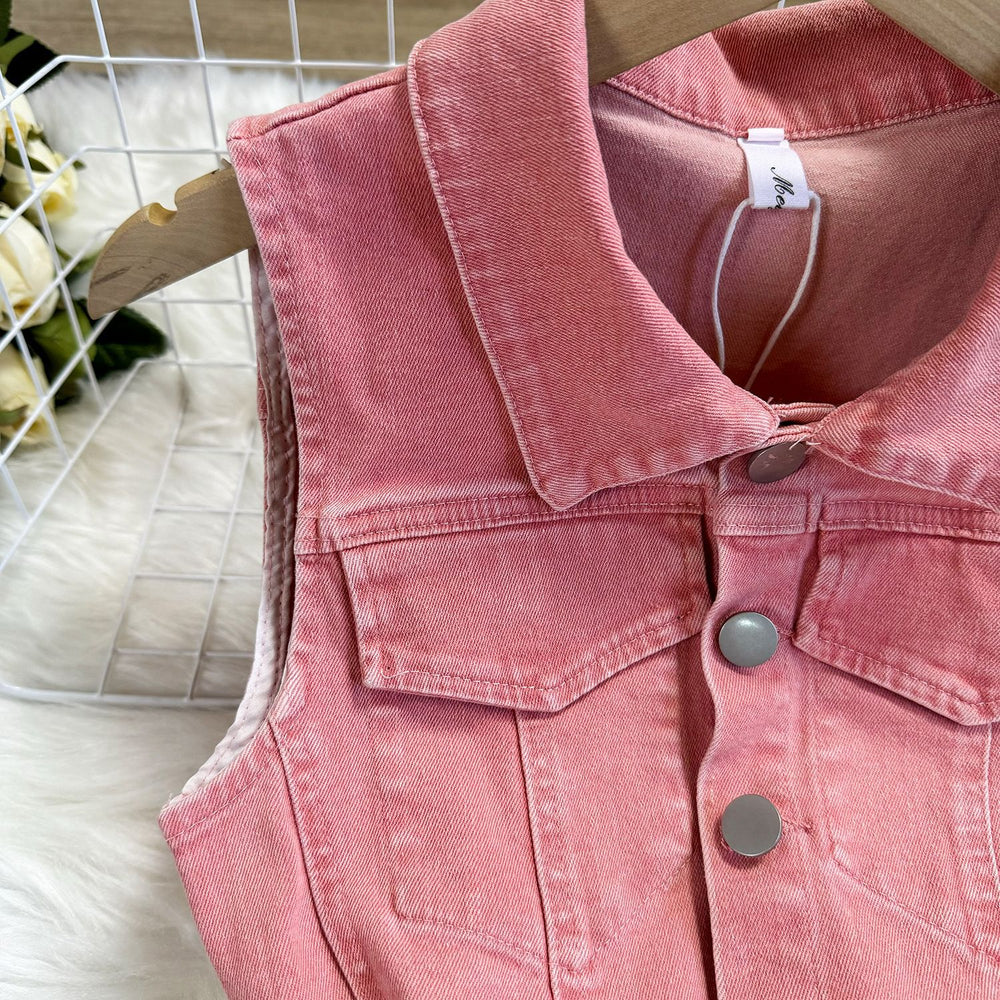 Hong kong style retrochicsense of design strap waist slimming look lapel metal buckle jeans jumpsuit