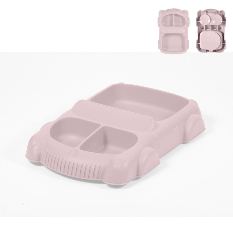 Factory new product baby silicone dinner plate large suction cup tableware set 8-piece set cartoon children's car silicone dinner plate