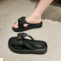 New platform sandals with bow detail - women's summer fashion, trendy beach style, super popular platform thong sandals