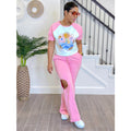 C6998 cross-border   independent station fashion women's printed multi-color short sleeve pants suit