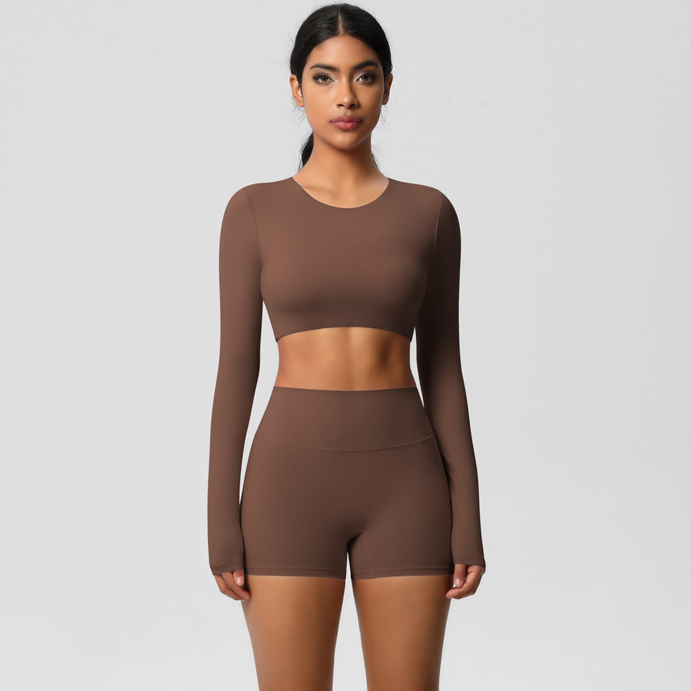 European and american nude feel brushed solid color yoga outfit set - quick-dry, breathable, 8-piece running & fitness activewear set for women