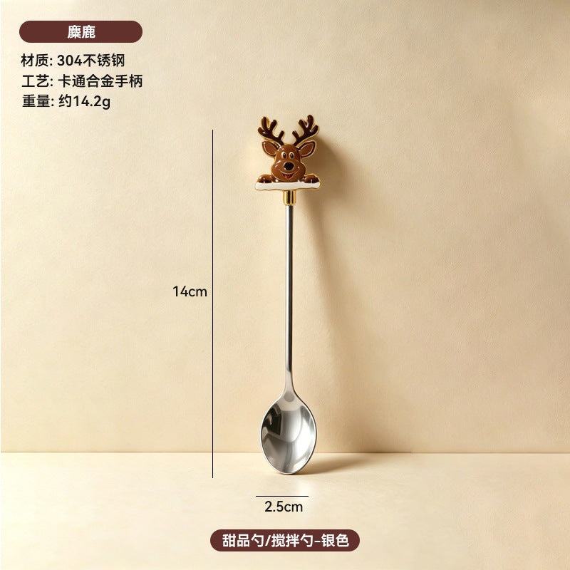 304 stainless steel luxury style creative christmas tableware coffee spoon afternoon tea dessert spoon fruit fork wholesale