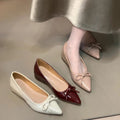 Bow-tie mary jane flats - pointed toe work shoes - women's 2025 new fashion shallow mouth versatile pumps