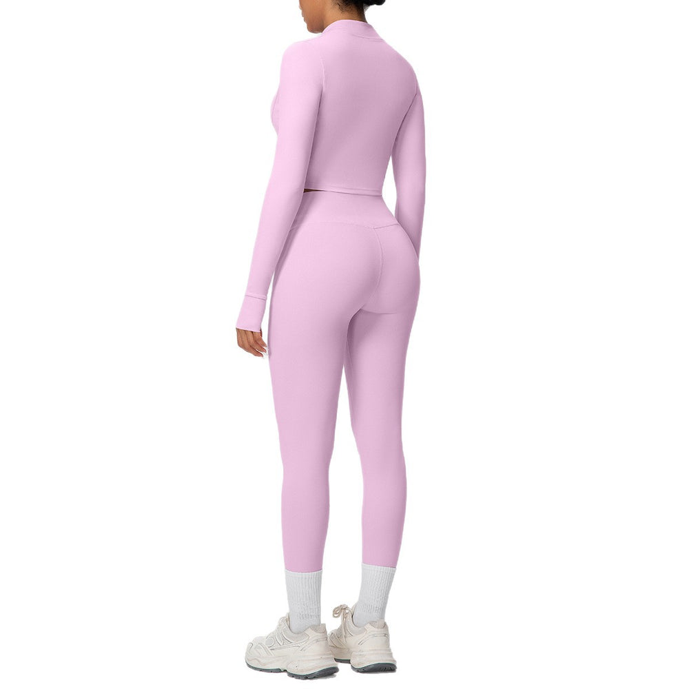 Naked casual workwear beautiful back outwear short outwear yoga clothes high waist hip lifting tight pants sports three-piece set