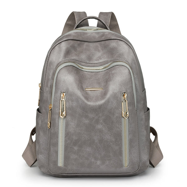 Spring 2025 New Backpack Women's PU Soft Leather Backpack Korean Version Versatile Fashion Trend Simple Bag