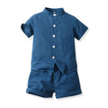 Wholesale boys' clothing sets: new summer styles - dopamine cotton stand collar comfort short-sleeve shirts for boys' summer wear