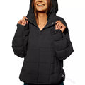 European and american  new casual fashion solid color cotton padded jacket, loose fit long sleeve pullover hoodie with round hem top
