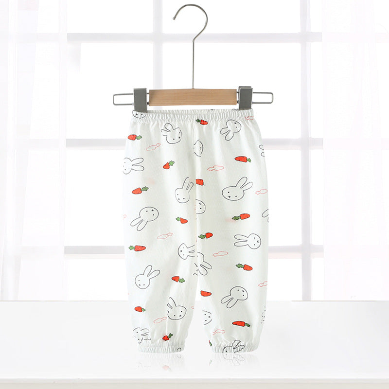 Baby pants summer boys and girls anti-mosquito pants thin baby pure cotton bloomers lightweight breathable cartoon printing pants