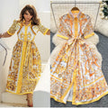 European and american niche style court-inspired placement print dress - women's summer high-end tie-waist single-breasted shirt dress