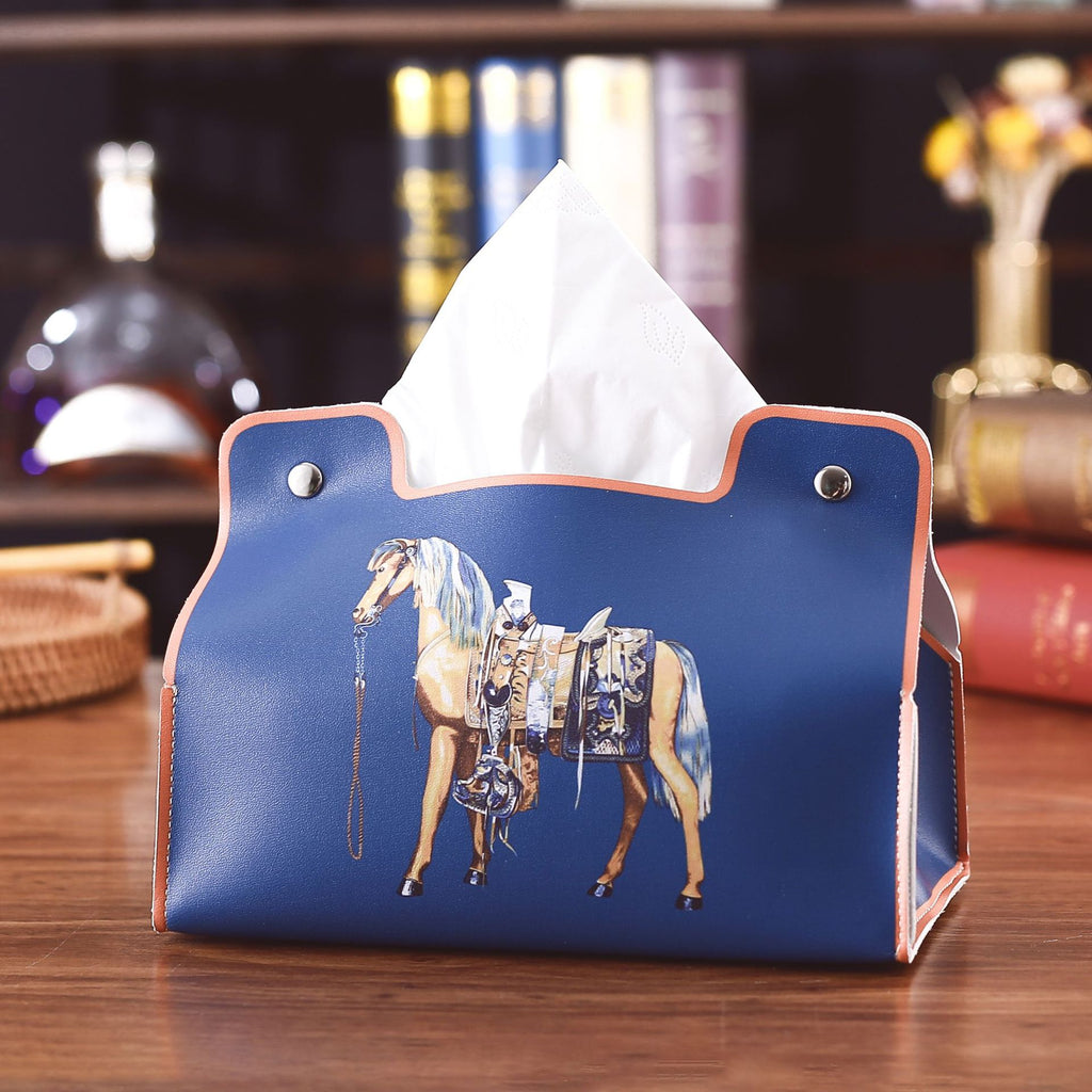 Antique creative home napkin paper box coffee table desktop bedroom room car multi-functional leather tissue storage box