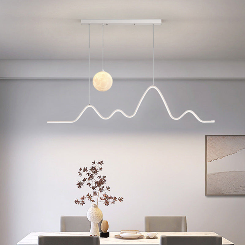 Eye protection restaurant chandelier light luxury dining room dining table bar lighting atmosphere modern simple moon lamp minimalist long meal