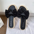 Women's summer slippers - new fashion flat slides with soft sole, soft upper, bow detail, indoor/outdoor non-slip sandals