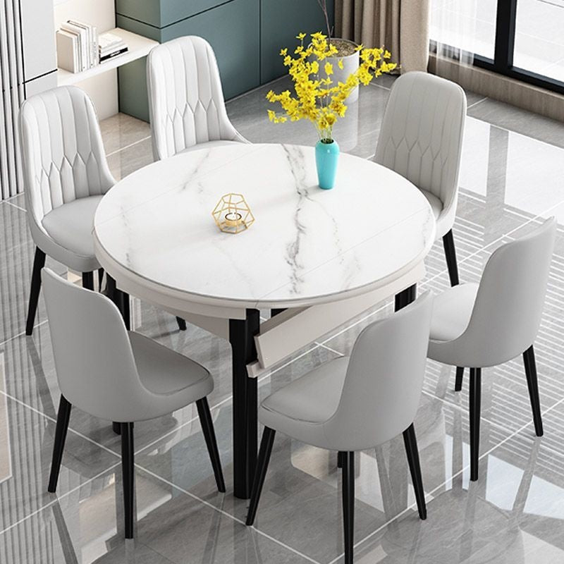 Tempered glass dining table - modern minimalist, light luxury design for small spaces. available in round or square, extendable and convertible. solid wood frame