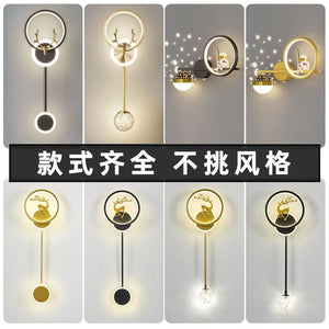 Nordic wall lamp living room background wall light bedroom bedside lamp corridor aisle light children's room wall lamp cartoon astronaut