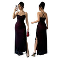 women's mesh panel crisscross backless maxi dress for export