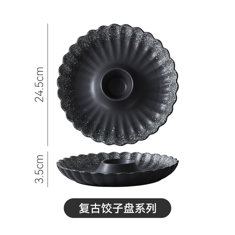 Japanese retrostylish ceramic dessert plate, family restaurant, new year's eve dinner, dumpling platter, snack, roast duck plate