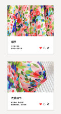 girl floral dresssummer monet oil painting style puff sleeve casual western style kids lapel long skirt