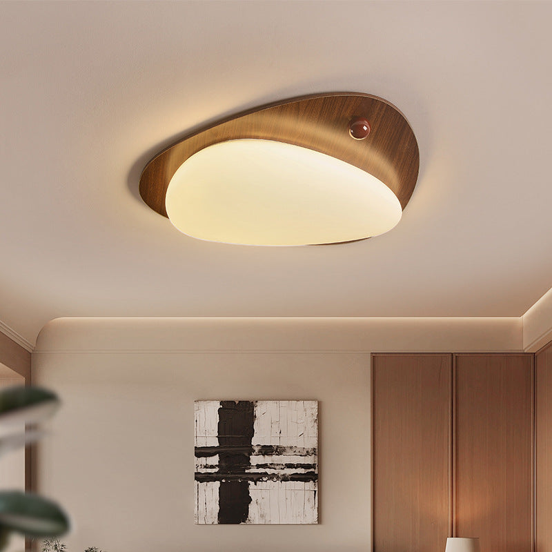 Walnut color LED ceiling light retro American living room light simple antique style bedroom book room ceiling light