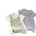 【summer clearance with free shipping】girls' summer outfit  new style patchwork faux two-piece suspender short sleeve t-shirt for baby girls