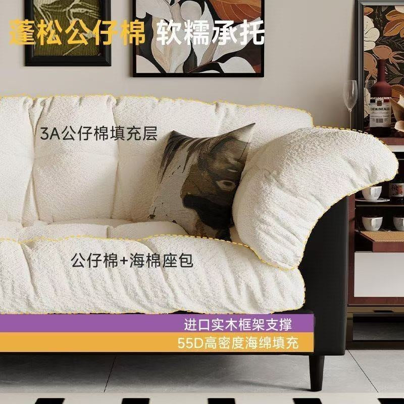 New fabric sofa for home, small apartment living room, double seater, rental property, modern minimalist straight-row lazy sofa