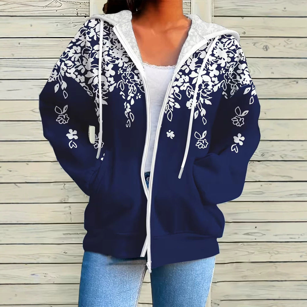 hot-selling plus-size women's zip-up hoodie, new casual long-sleeve hooded sweatshirt jacket, dropshipping available