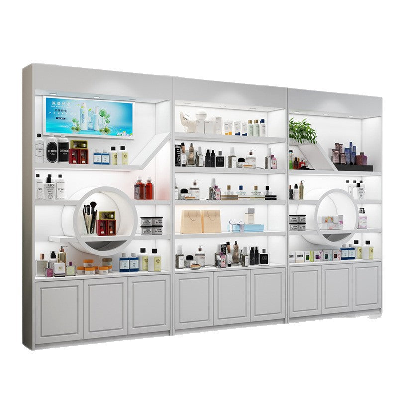 Paint Cosmetics Display Cabinet MDF Fiberboard Storage Movable Beauty Salon Product Cabinet Creative Display Cabinet