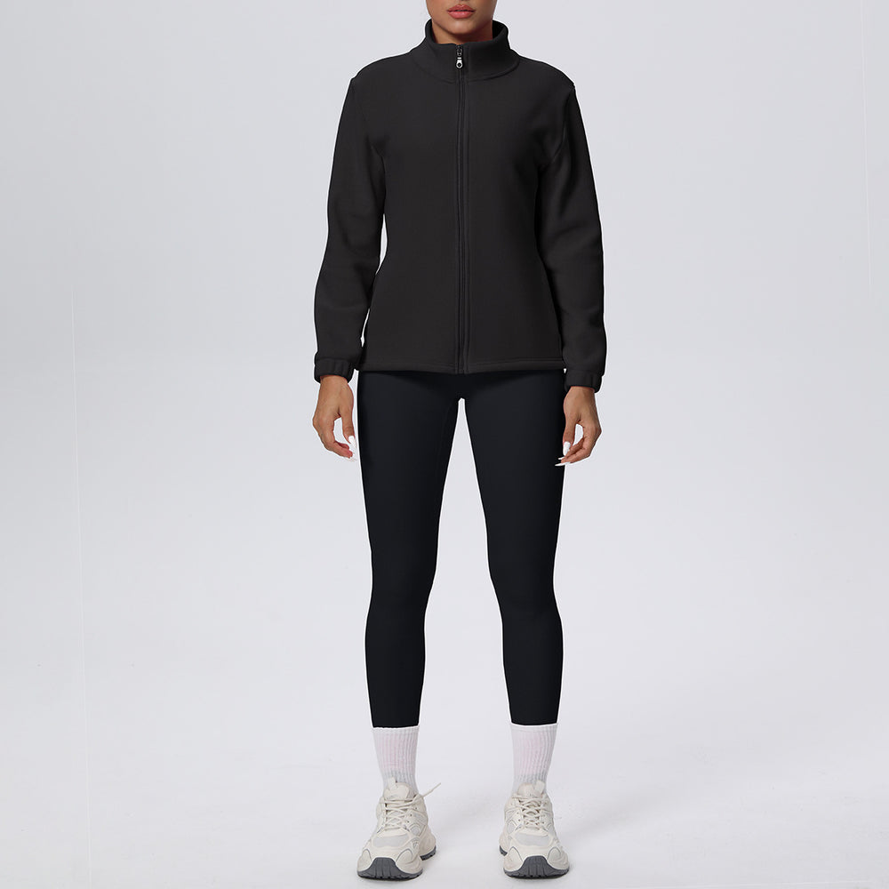 Fall and winternew arrivalfleece-linedsweatshirt zipperoutwearthickenedheattech outdoor sports suit running fitness yoga clothes for women