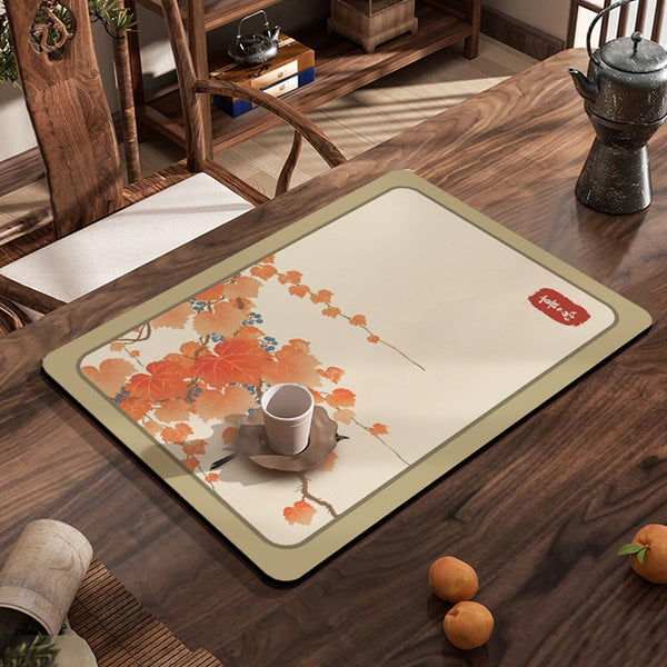 New Chinese style diatom mud suction mat, kitchen countertop drain mat, heat insulation and non-slip placemat, faucet, hand washing and drying mat