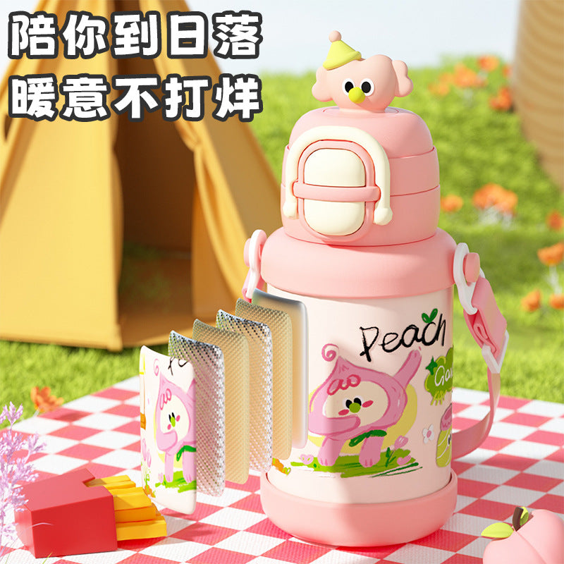 316 stainless steel insulated tumbler - cartoon design for kids, perfect for elementary school students, includes straw