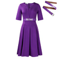 D533 cross-border  plus size women's clothing  autumn fashion elegant solid color five-sleeve african dress