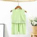 Kids vest suit summer ice silk shake cotton pajamas for boys and girls facial mask t home clothes baby shorts air conditioning clothes