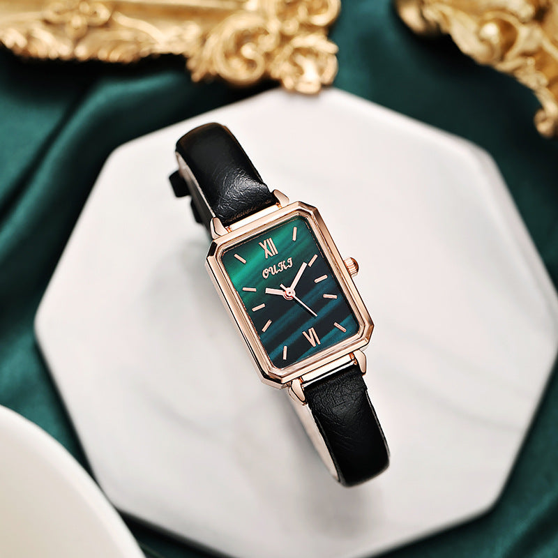 Douyin small green watch popular live broadcast small square watch women's watch retrofashion quartz watch
