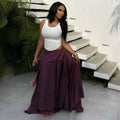 European and american cross-border women's clothing:  summer new arrival - high-waisted, slimming, asymmetrical, loose, flowy, long striped midi skirt