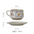 Vintage rustic pottery coffee cup and saucer set - hand-painted underglaze ceramic coffee cup - premium drinking cup - birthday & housewarming gift