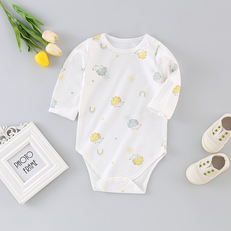 Baby long-sleeve romper: autumn triangle bodysuit, newborn unisex spring/autumn pure cotton crawling suit