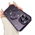 Electroplated magnetic iphone 17 pro max case with clear lens protector, full coverage drop-proof case for iphone 12/11