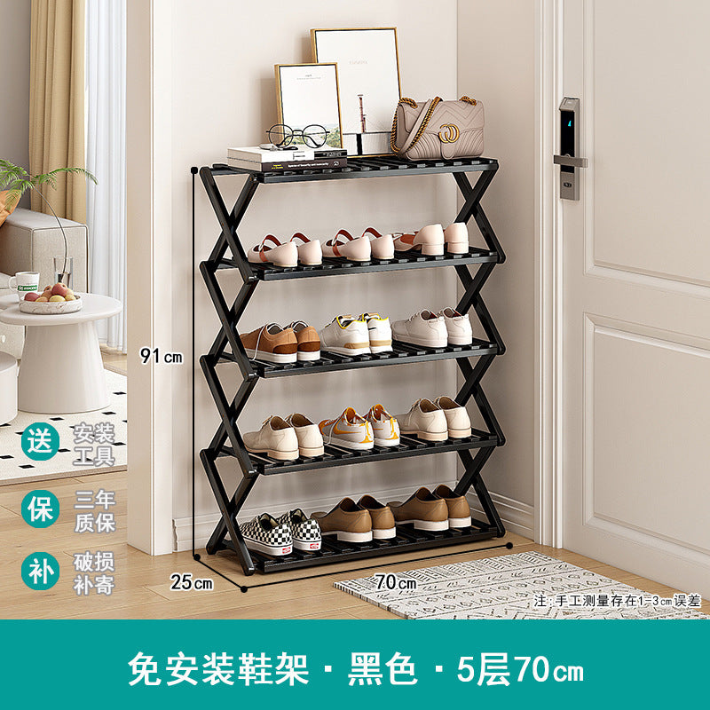 Shoe rack simple door for home multi-layer storage space-saving corner small dust-proof narrow shoe cabinet free of installation